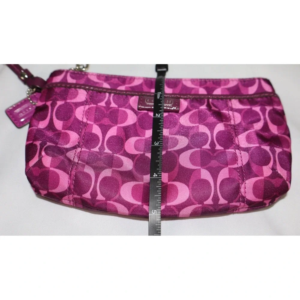 Coach Y2K Signature C Wristlet Pink Silver Logo Bag